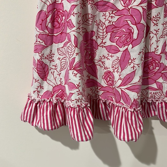 • Jelly the Pug • Girls Floral Pink White Rose Dress Orange Polka Dot Bow 5 - Picture 4 of 5